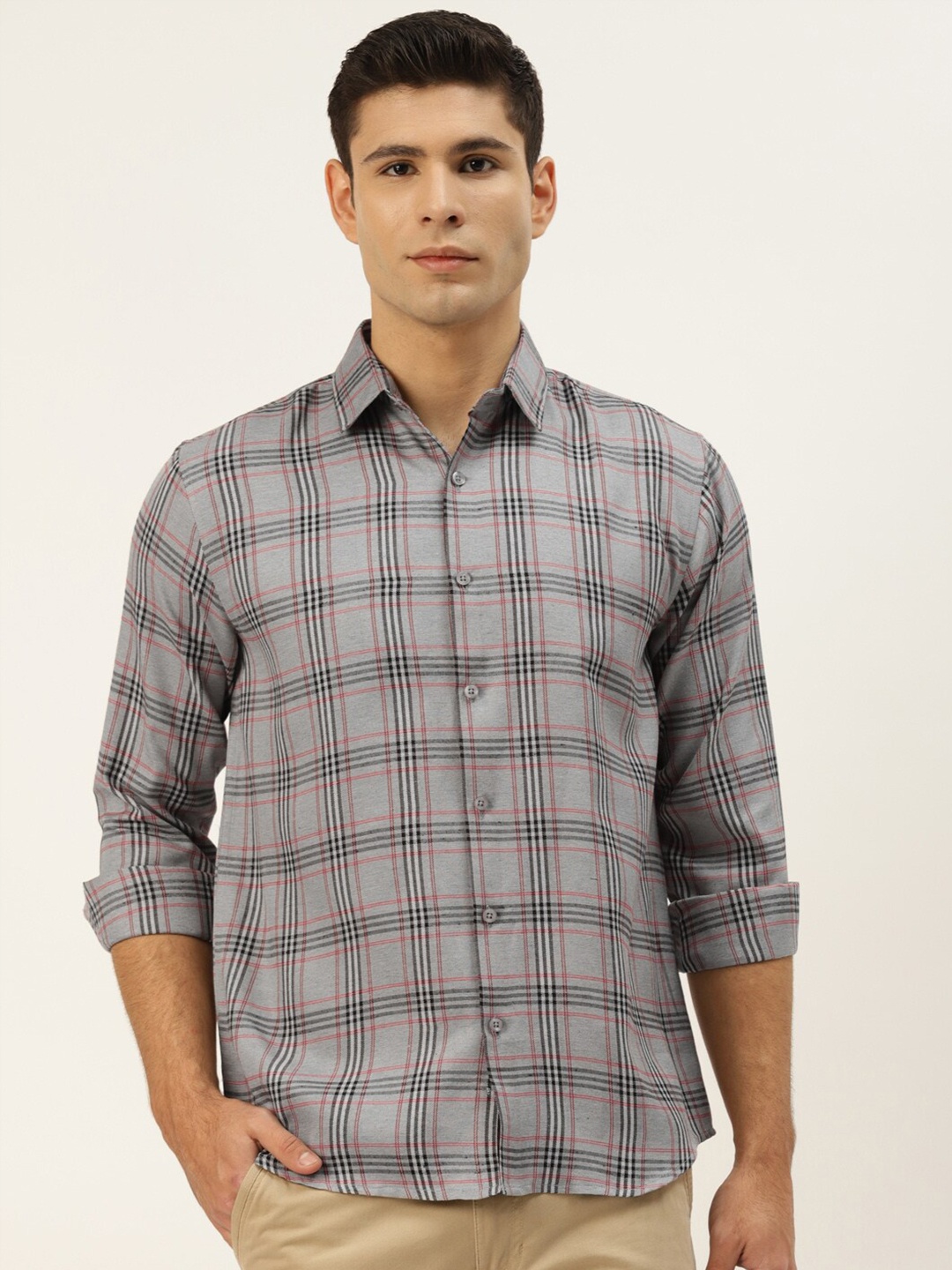 

JAINISH Men Comfort Tartan Checked Casual Shirt, Grey