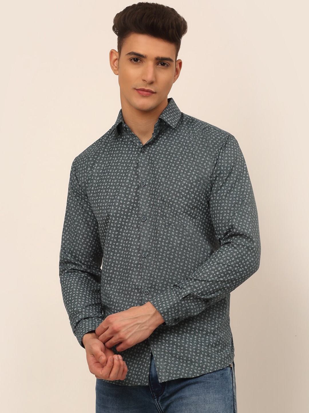 

JAINISH Men Classic Pure Cotton Printed Casual Shirt, Grey