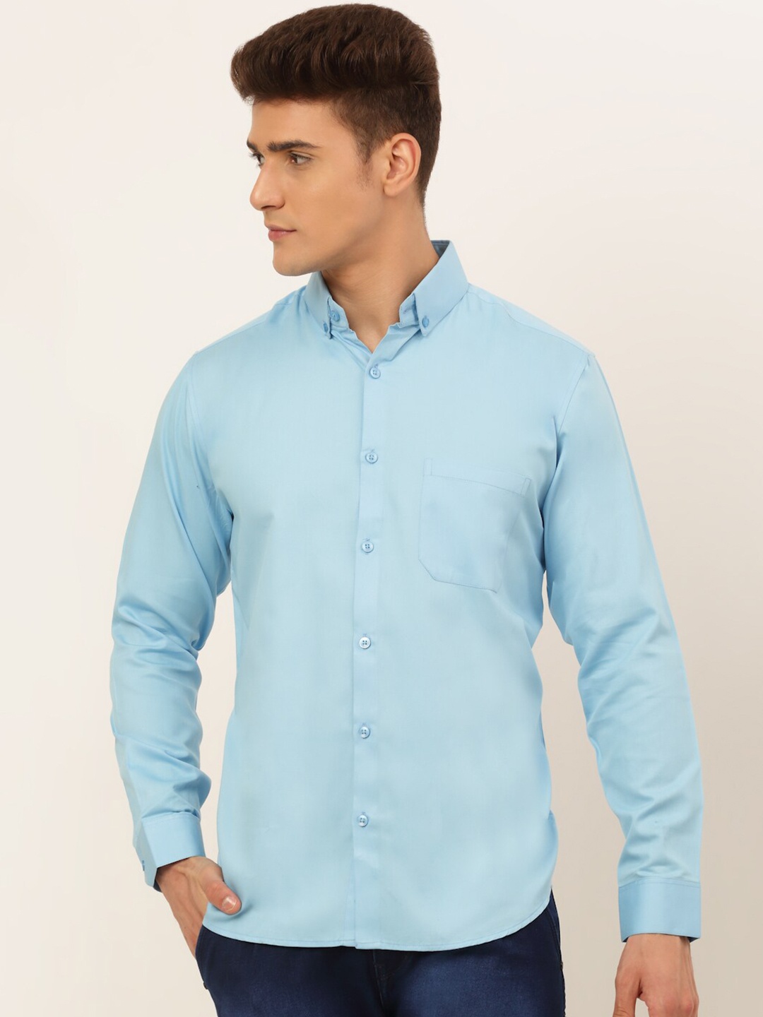 

JAINISH Men Blue Classic Pure Cotton Casual Shirt