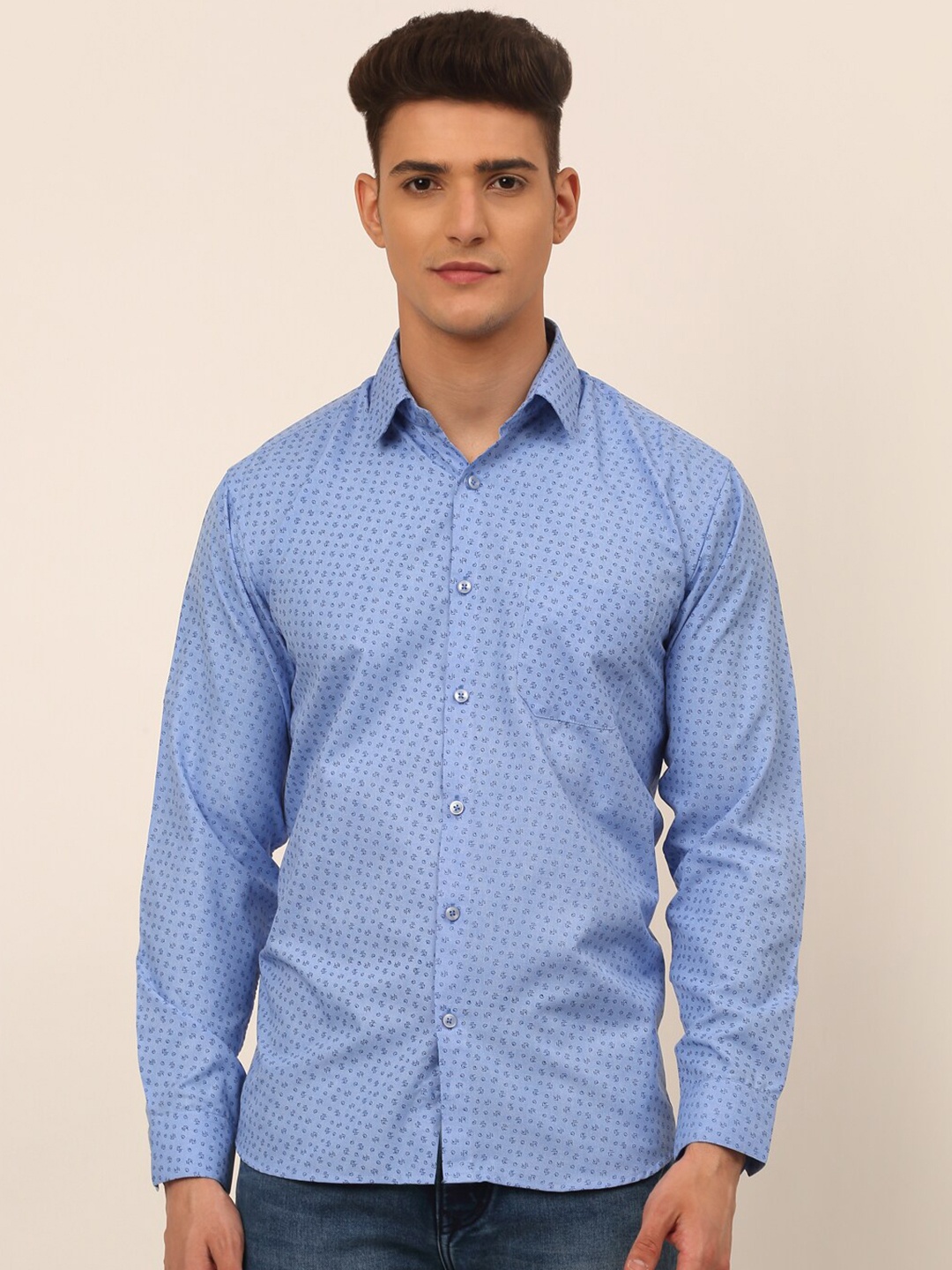 

JAINISH Men Blue Classic Printed Pure Cotton Casual Shirt