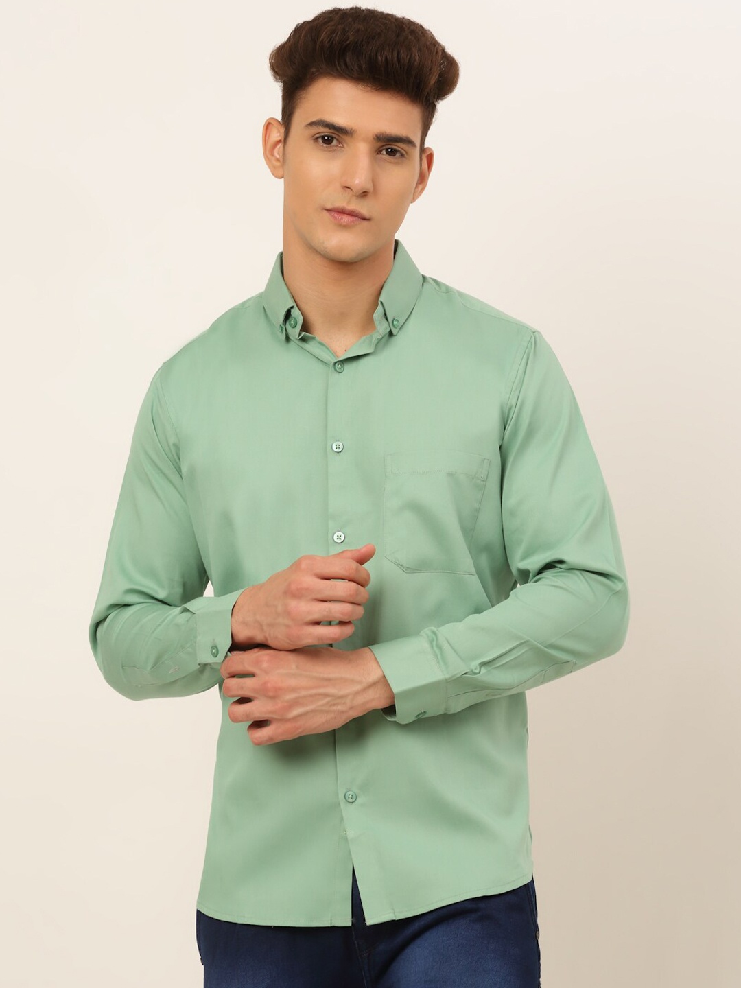 

JAINISH Men Green Classic Pure Cotton Casual Shirt