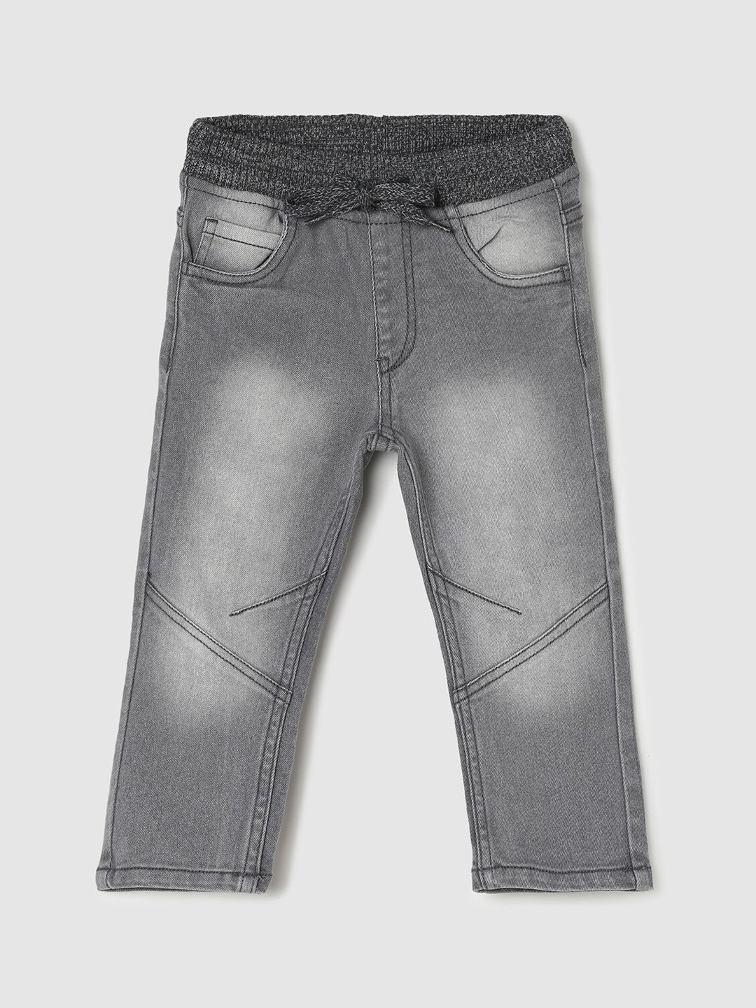 

max Boys Regular Fit Heavy Fade Cotton Jeans, Grey
