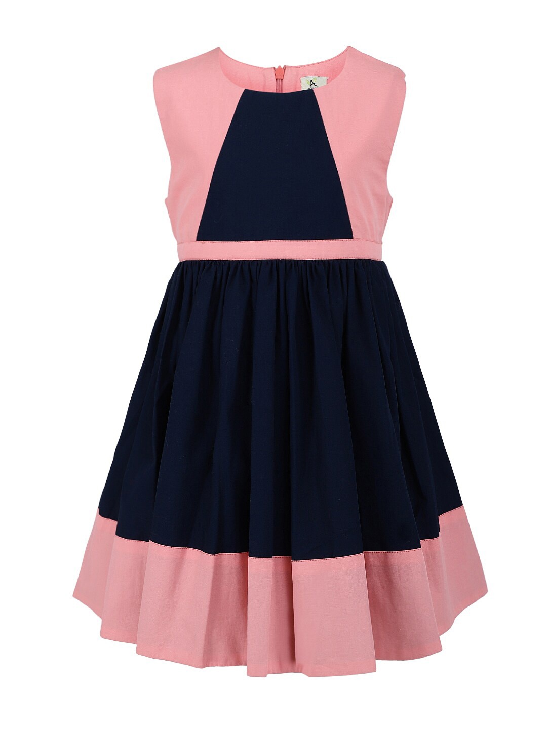 

A Little Fable Girls Navy Blue & Peach Fit And Flare Dress