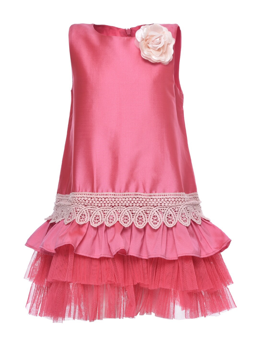 

A Little Fable Girls Pink Layered A-Line Dress