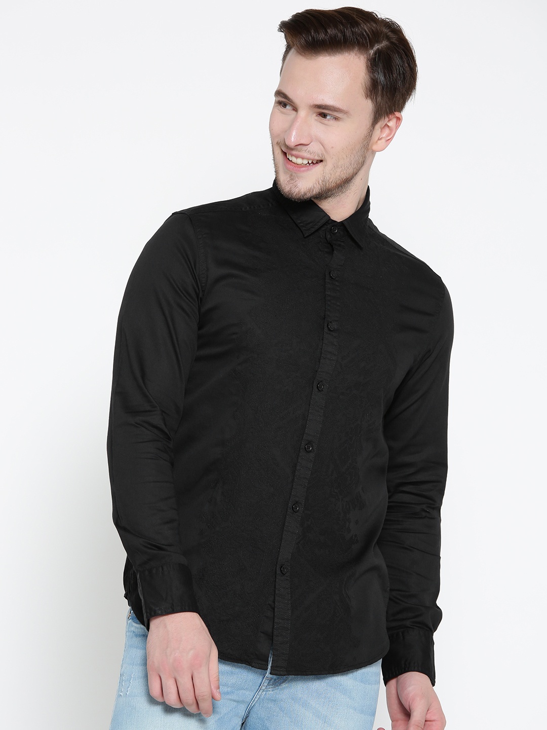 

Ed Hardy Men Black Self-Design Casual Shirt