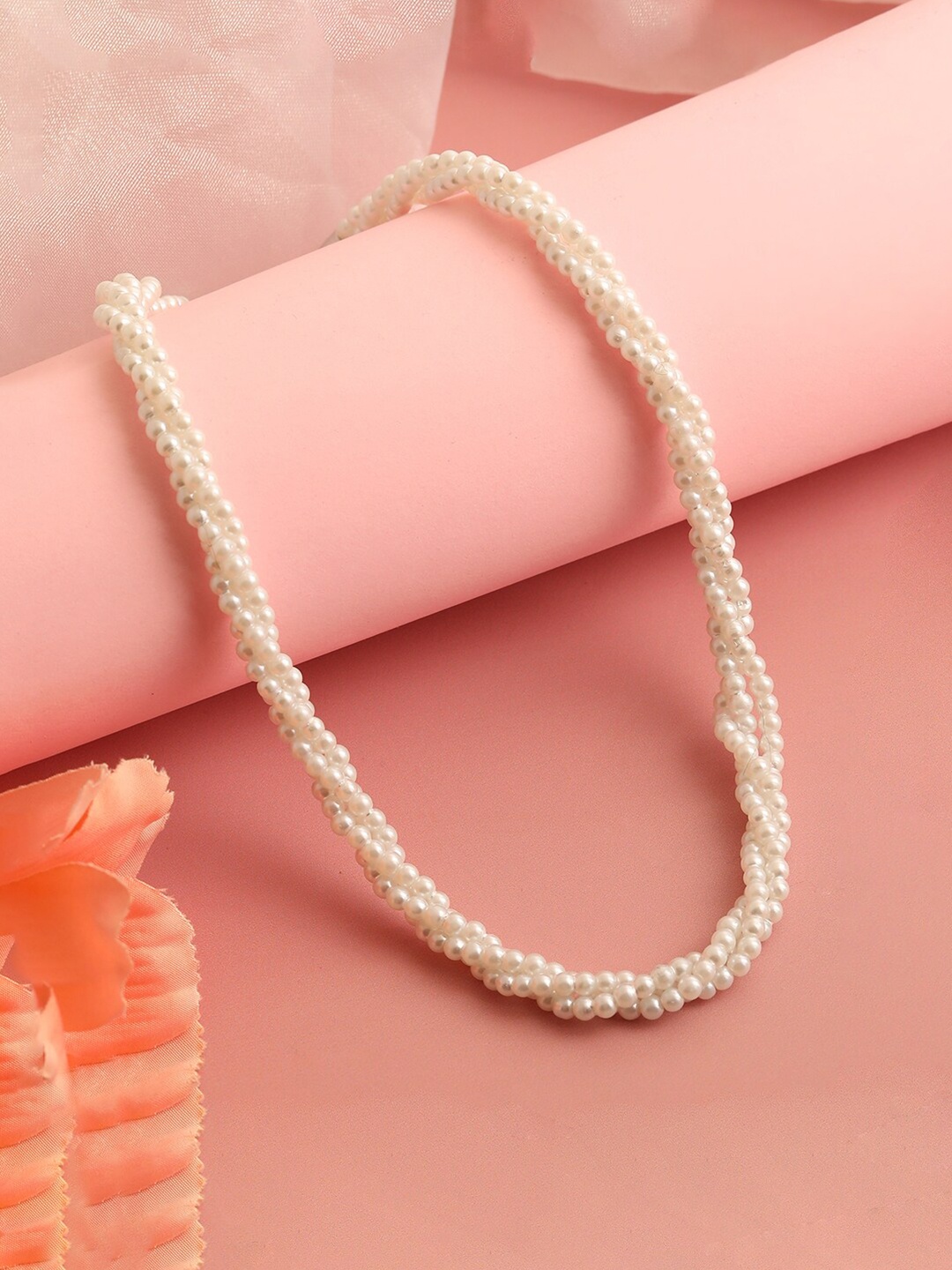 

SOHI Women White & Silver-Plated Pearls Beaded Necklace