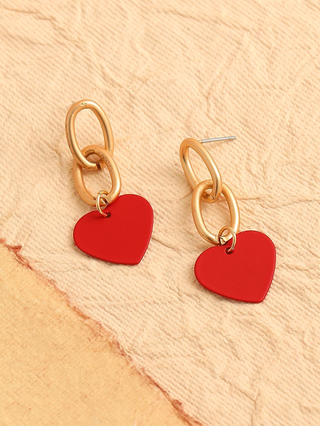 

SOHI Red Contemporary Gold Plated Drop Earrings