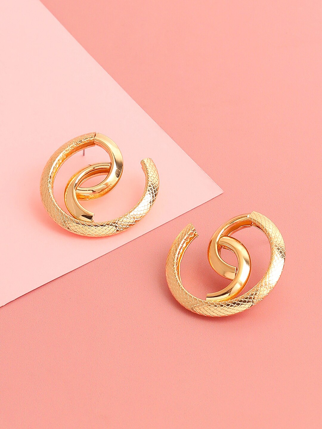 

SOHI Gold-Toned Contemporary Studs Earrings