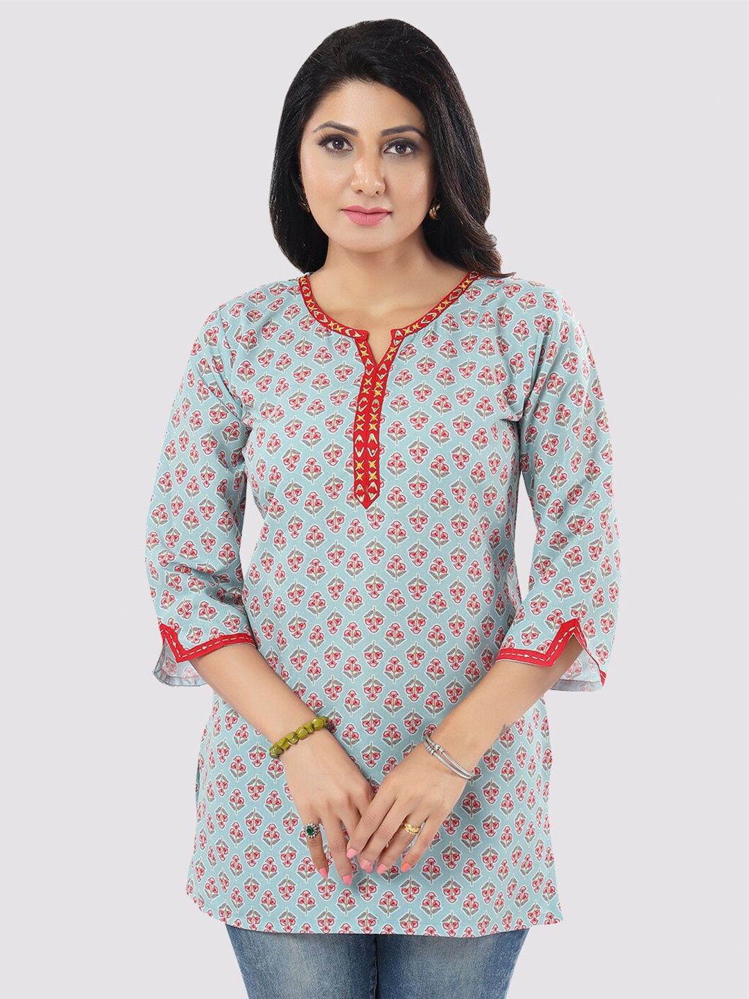 

Saree Swarg Women Green Ethnic Motifs Printed Kurti