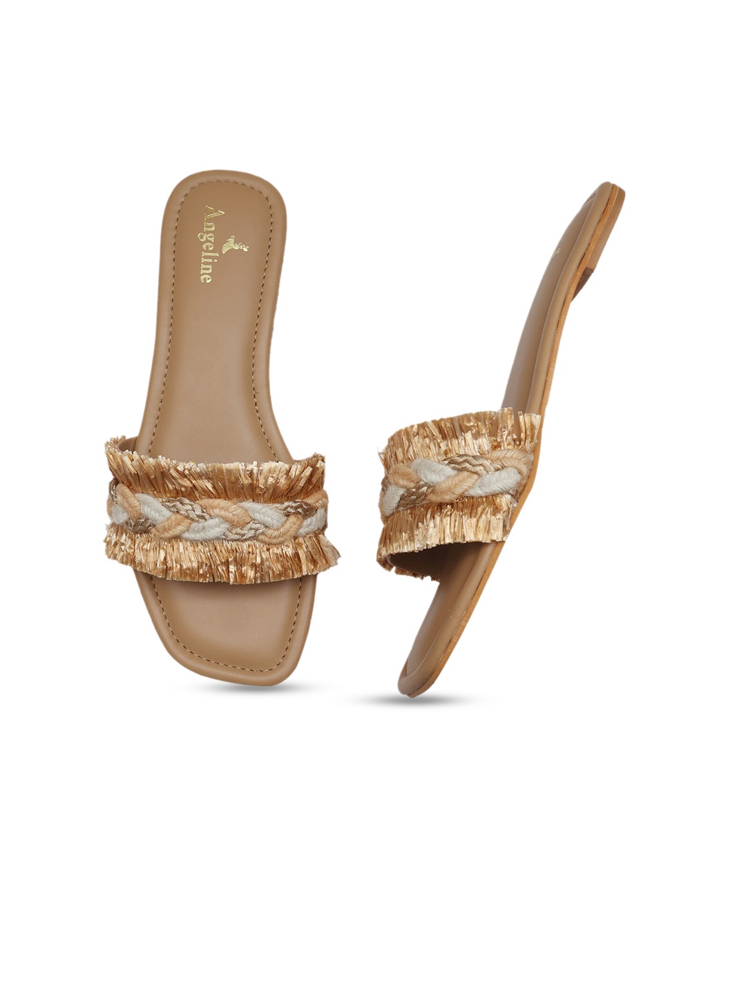 

Angeline Women Brown Embellished Open Toe Flats