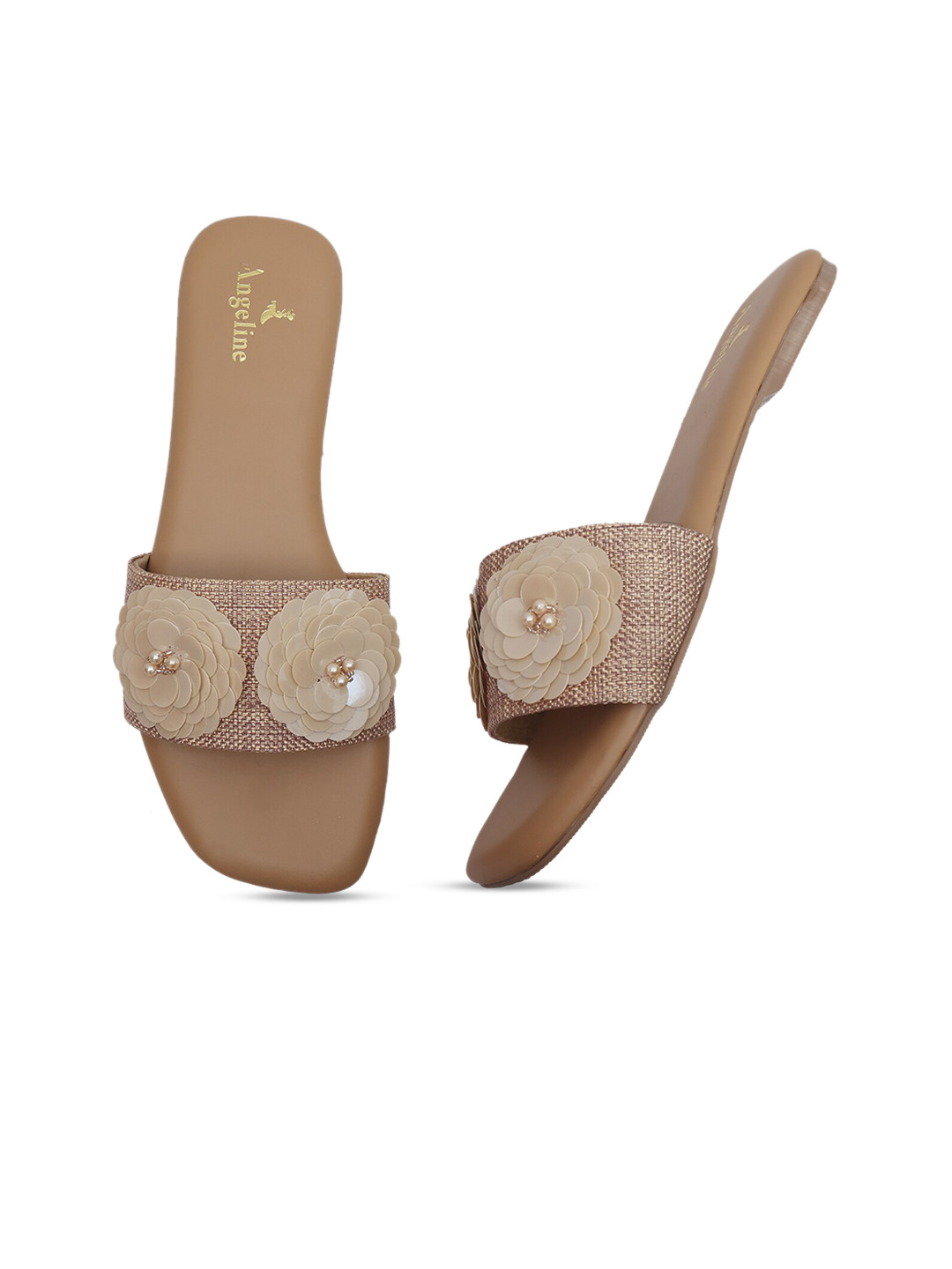 

Angeline Women Brown Embellished Open Toe Flats
