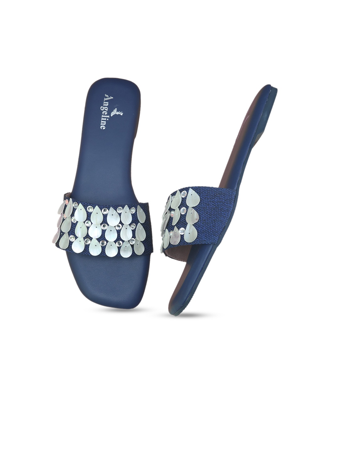 

Angeline Women Blue Embellished Open Toe Flats