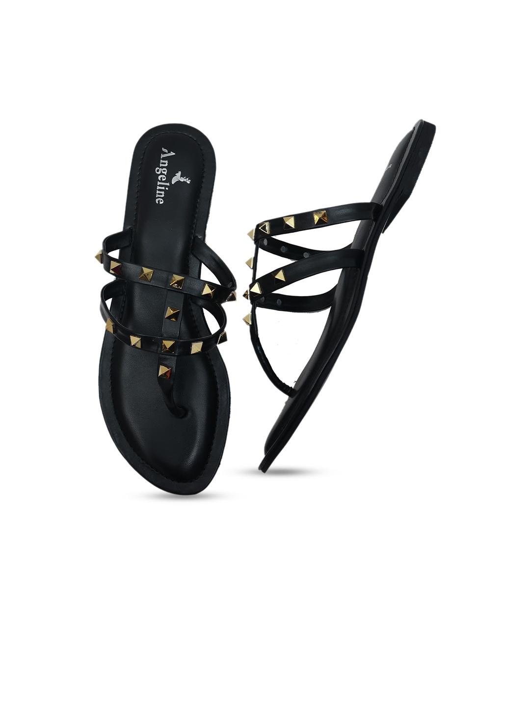 

Angeline Women Black Embellished T-Strap Flats