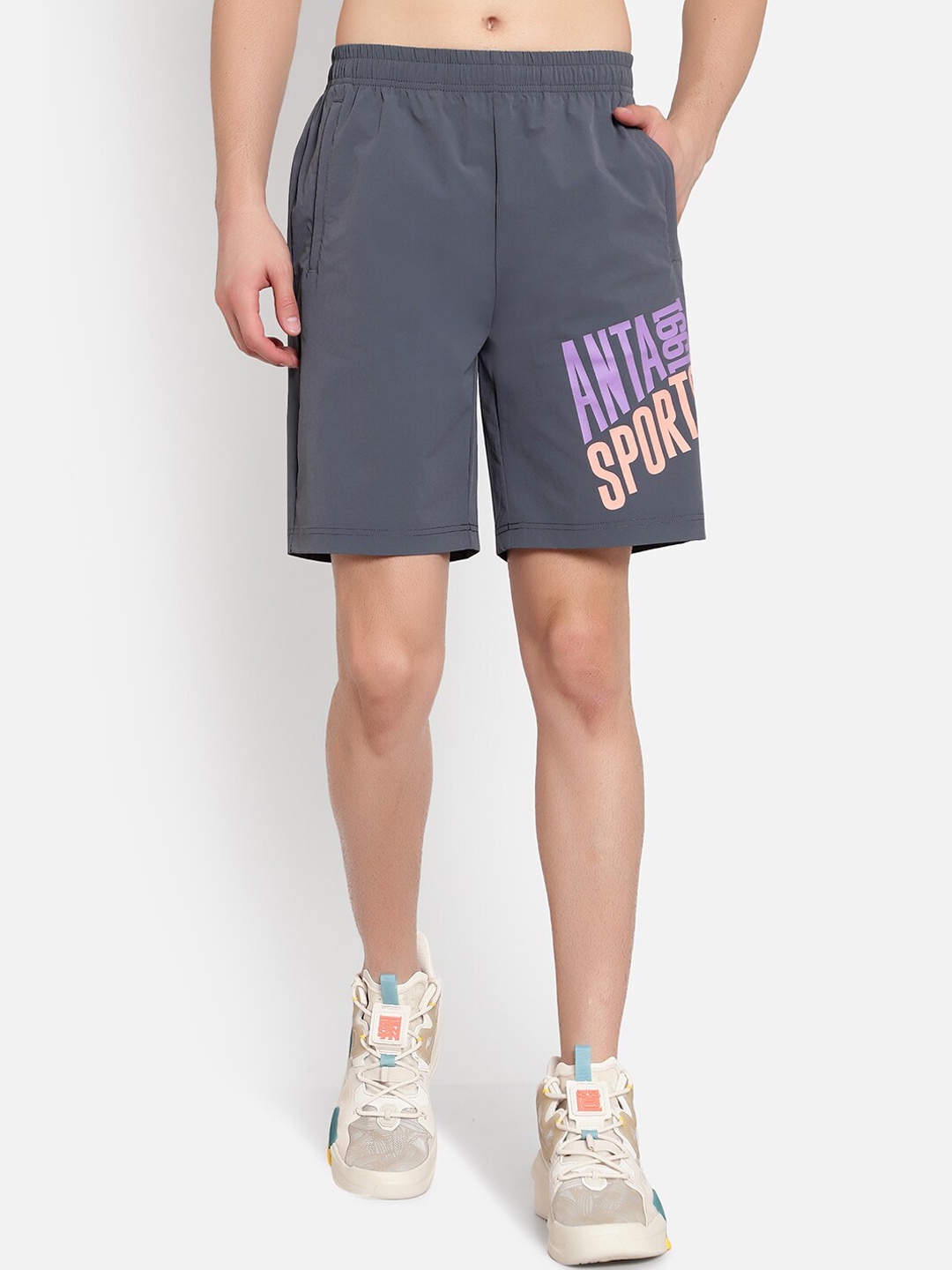 

Anta Men Grey Outdoor Sports Shorts