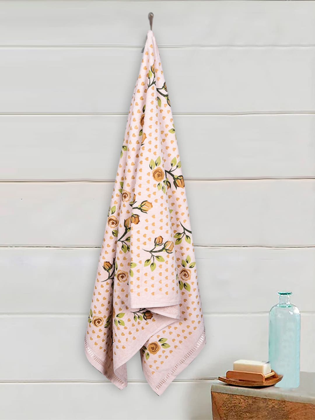 

RANGOLI Beige Printed 450 GSM Pure Cotton Bath Towels