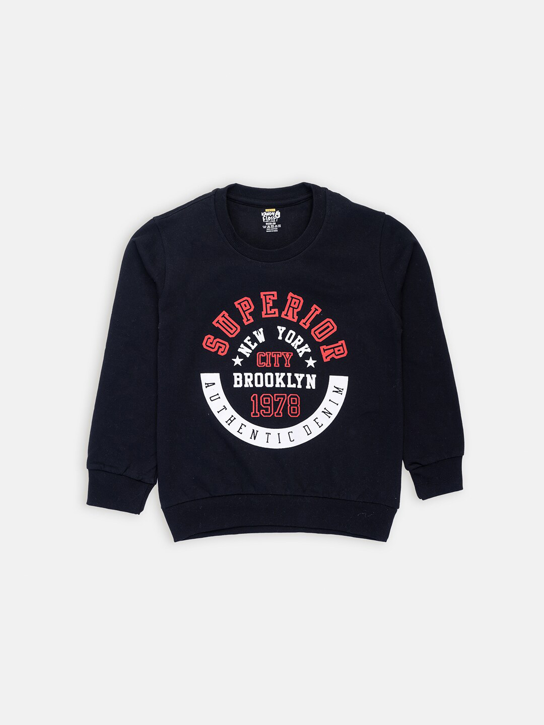 

AMUL Kandyfloss Boys Black Printed Cotton Sweatshirt