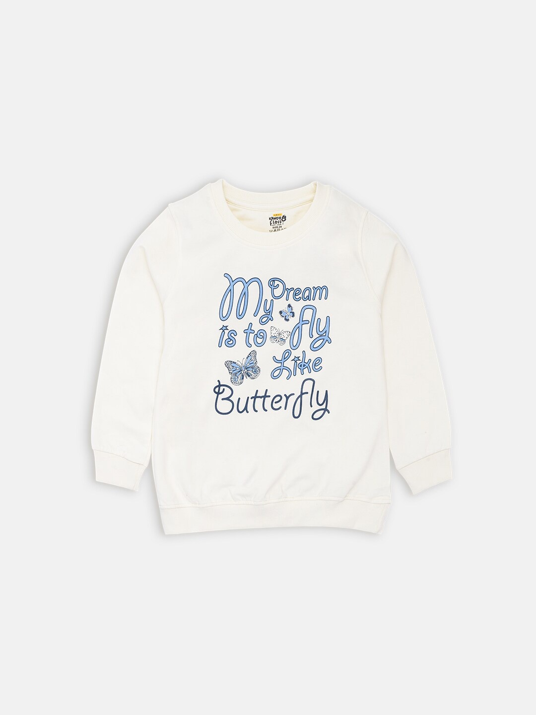 

AMUL Kandyfloss Girls Cream-Coloured Printed Cotton Sweatshirt