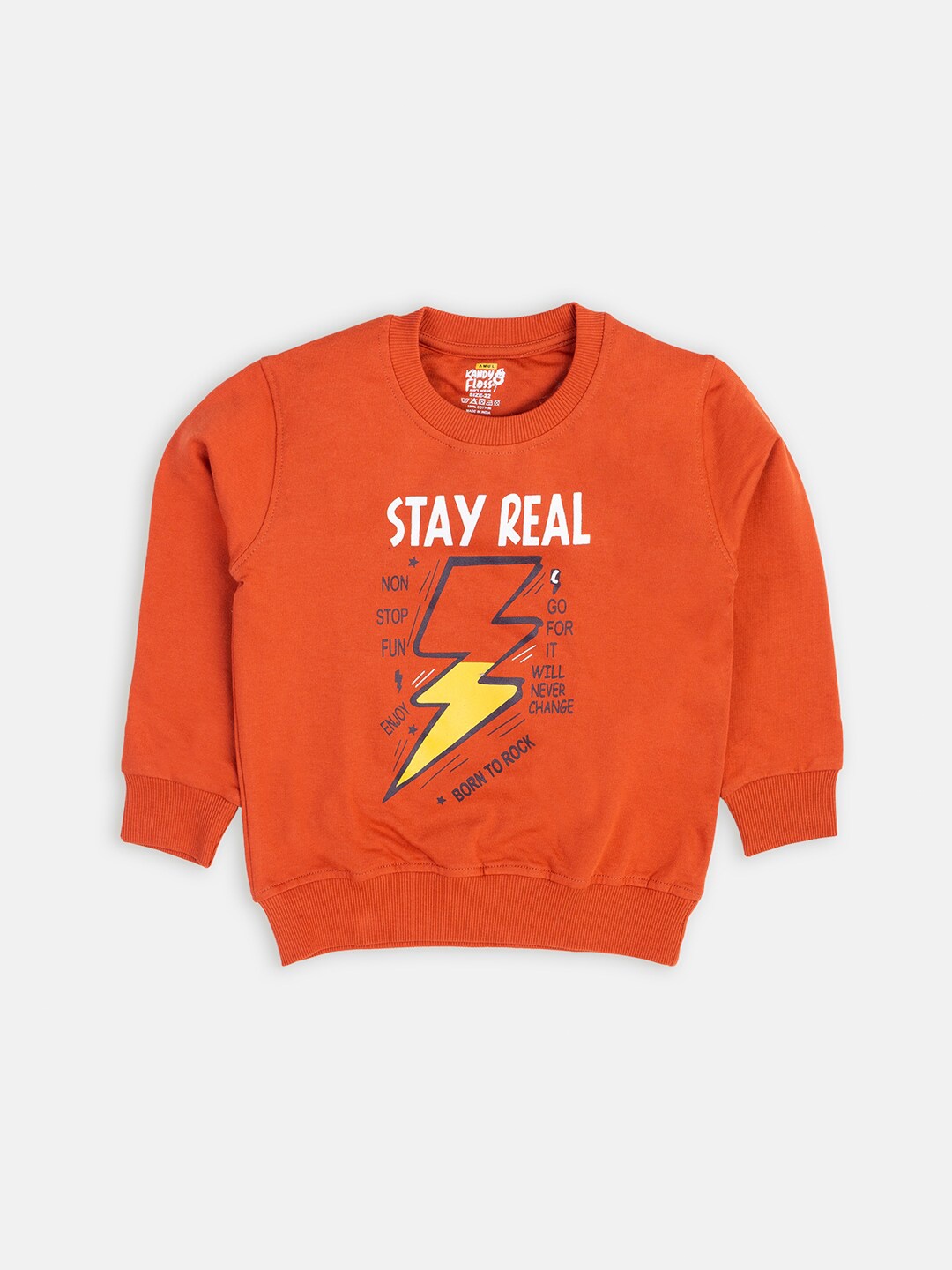 

AMUL Kandyfloss Kids Rust Printed Cotton Sweatshirt