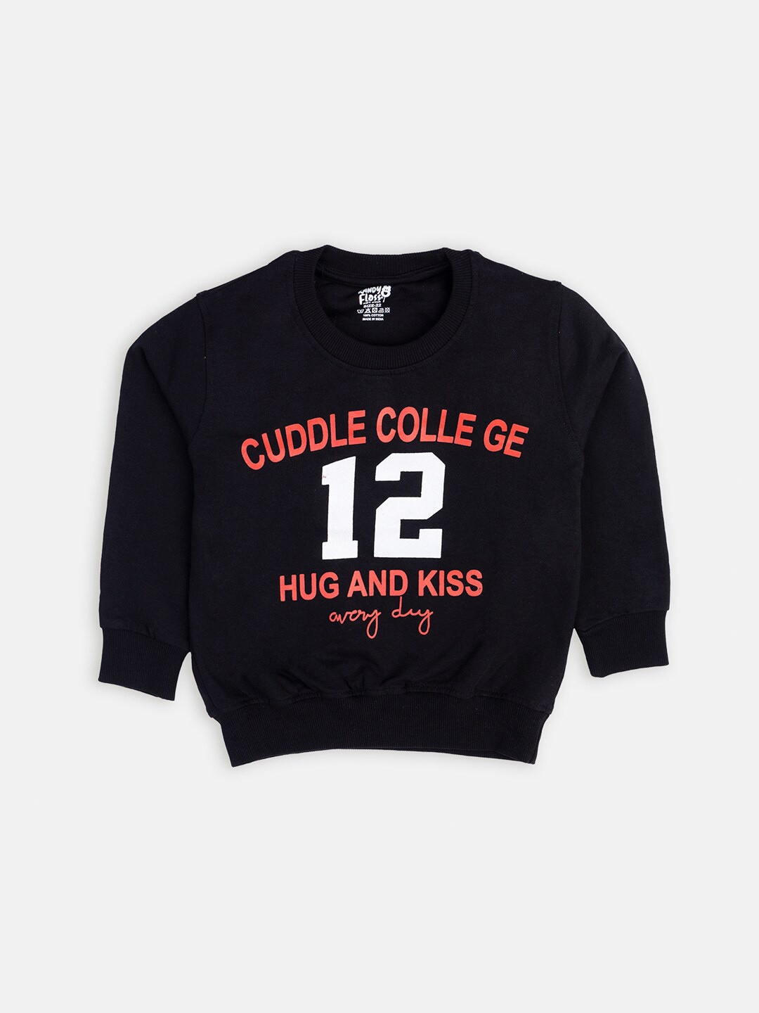 

AMUL Kandyfloss Unisex Kids Black Printed Cotton Sweatshirt
