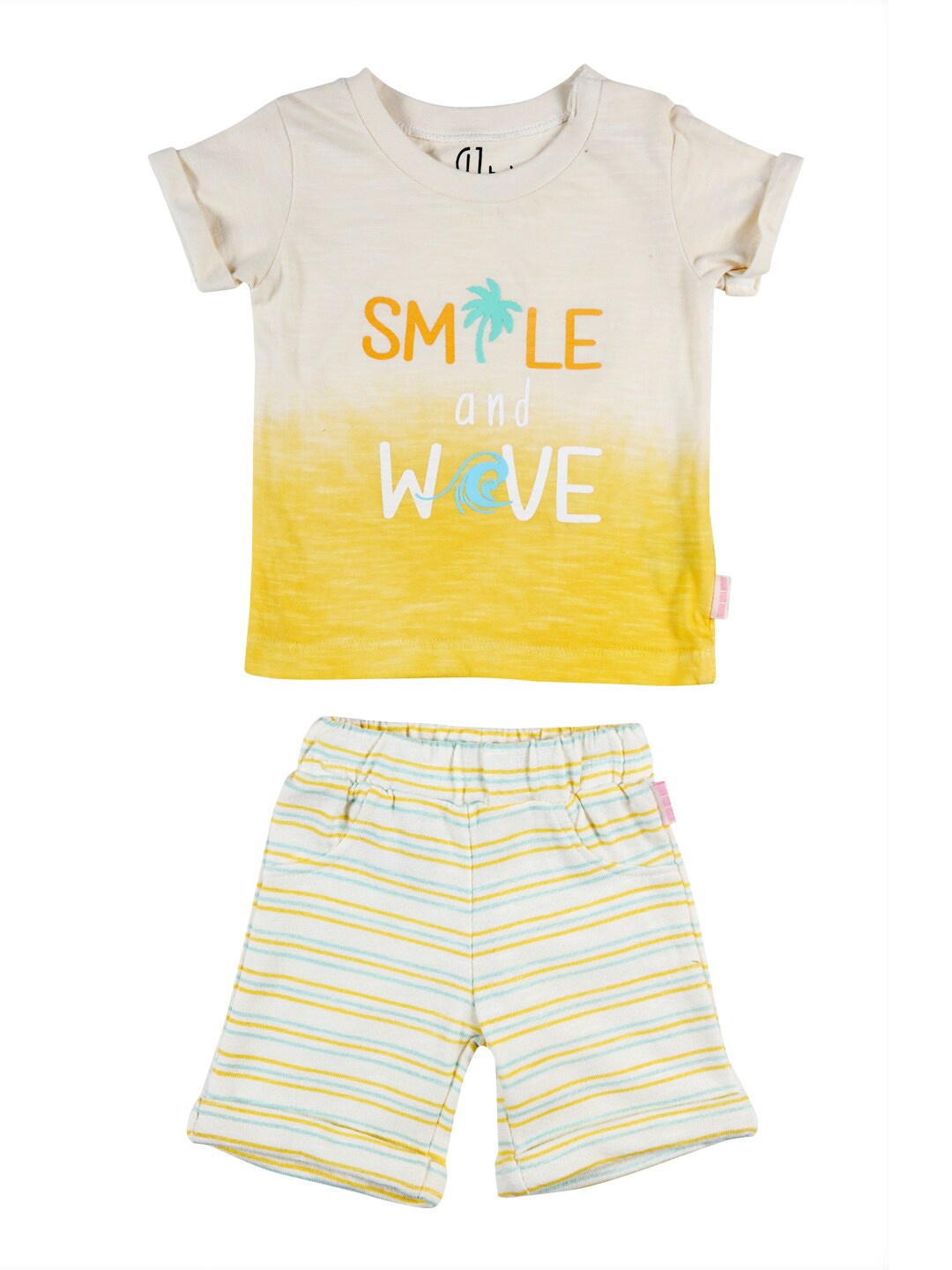 

Gini and Jony Infants Girls Off White & Yellow Printed T-shirt with Short