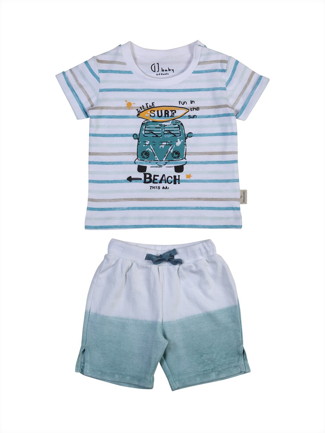 

Gini and Jony Infants Boys White & Blue Printed T-shirt with Short