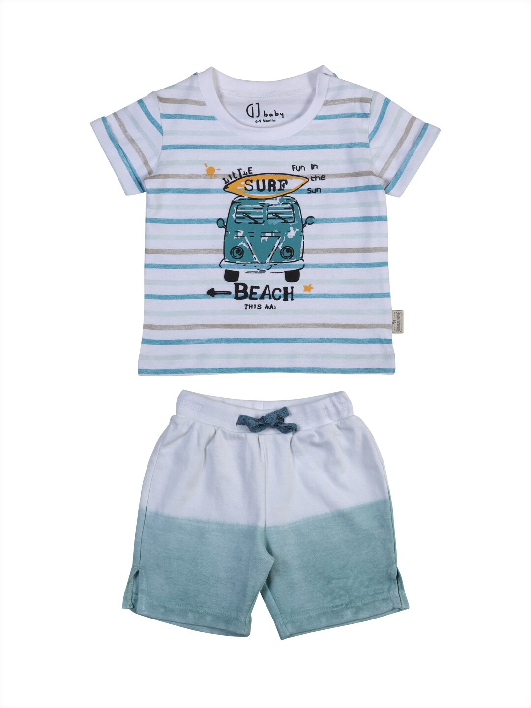 

Gini and Jony Infants oys White & Blue Striped T-shirt with Short