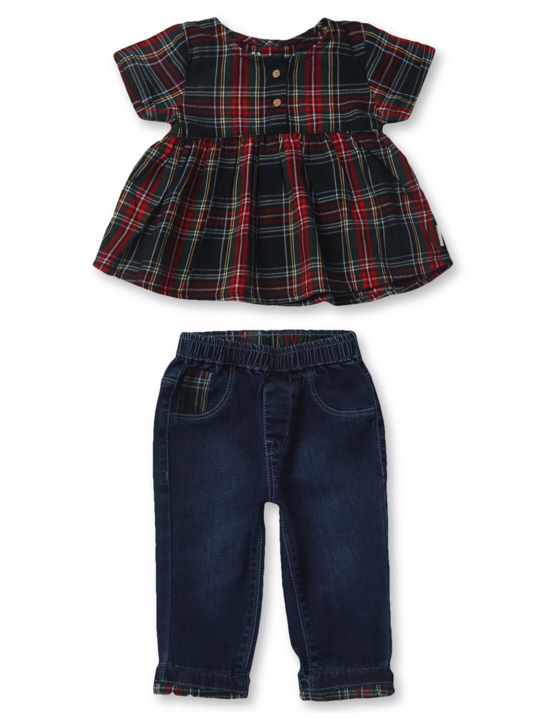 

Gini and Jony Infants Girls Blue & Red Checked Tunic with Trouser