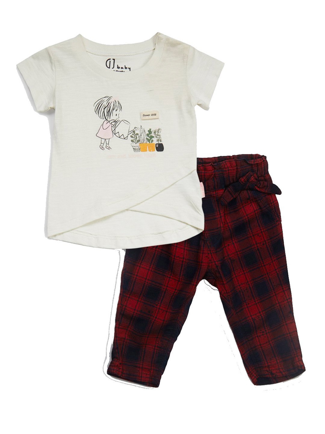 

Gini and Jony Girls White & Red Printed T-shirt with Trouser