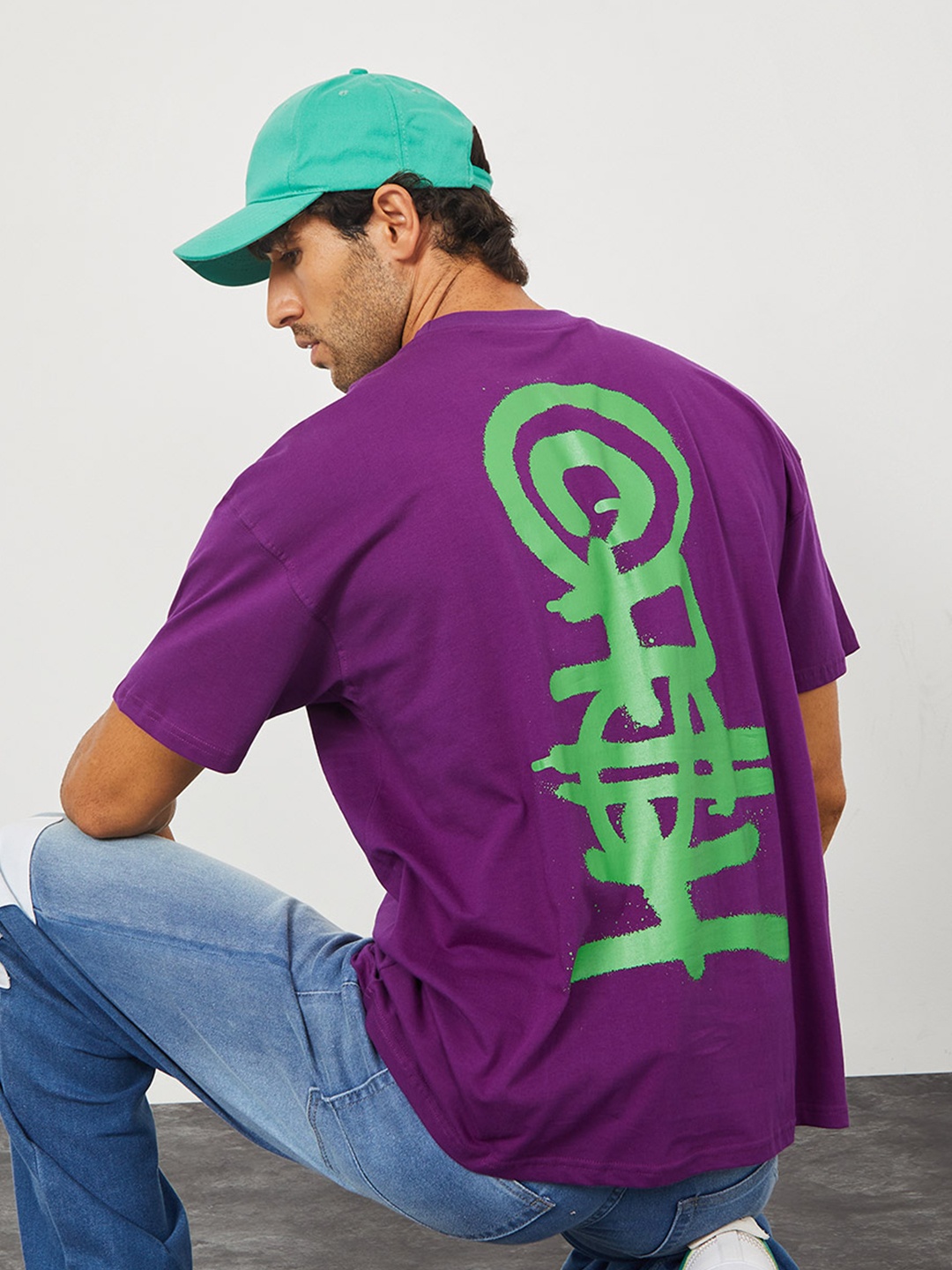 

Styli Graphic Printed Oversized T-Shirt, Purple