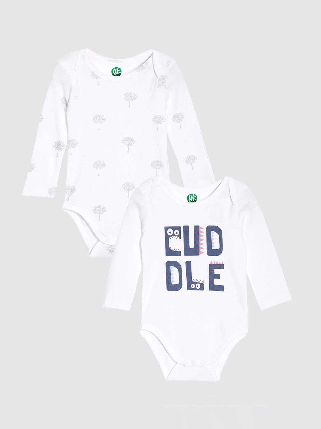

YK Organic Infant Boys White Pack of 2 Printed Organic Cotton Bodysuits
