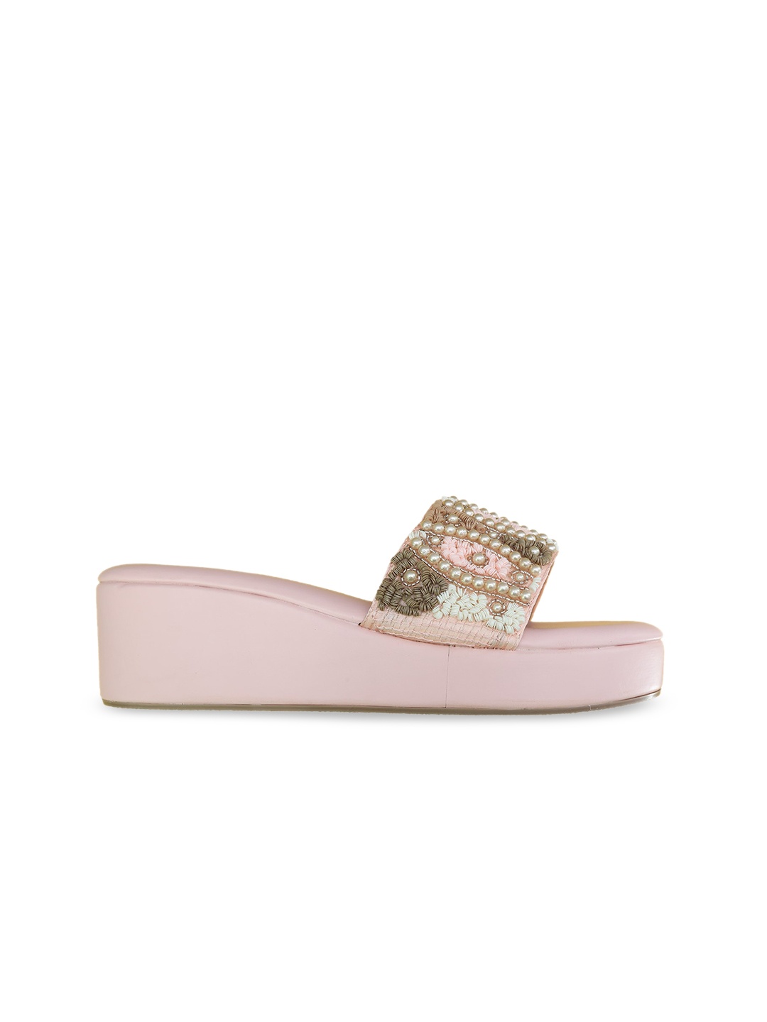 

Angeline Pink Embellished PU Flatform Heels