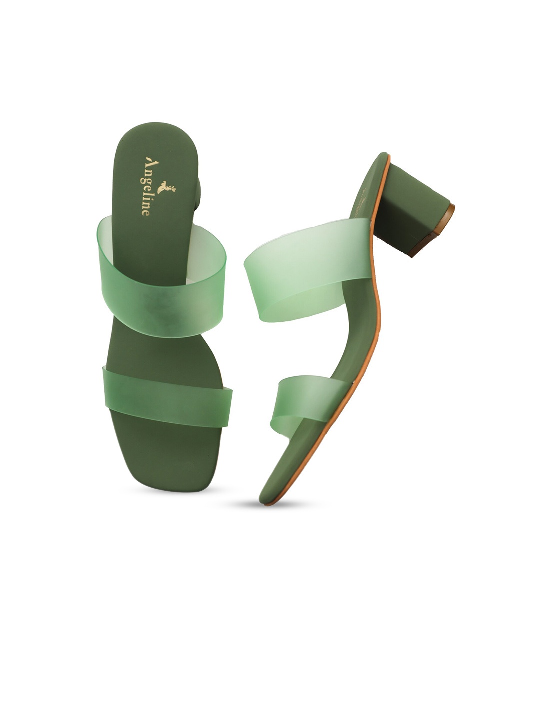 

Angeline Green & Transparent PU Block Heels