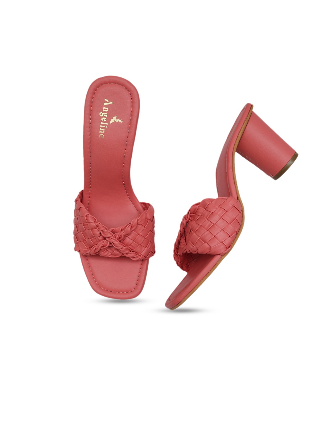 

Angeline Peach-Coloured PU Block Heels