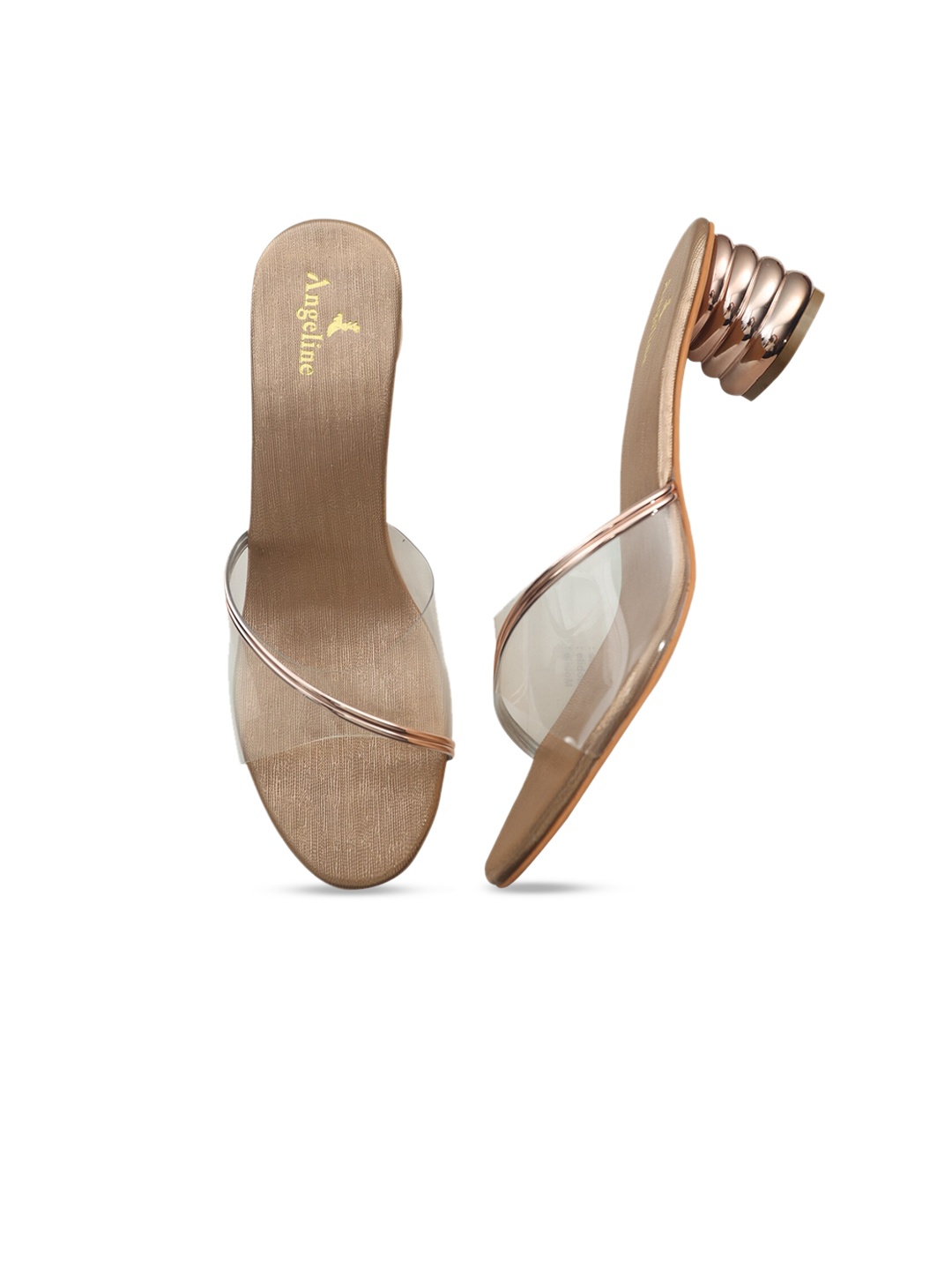 

Angeline Rose Gold & Transparent PU Block Heels