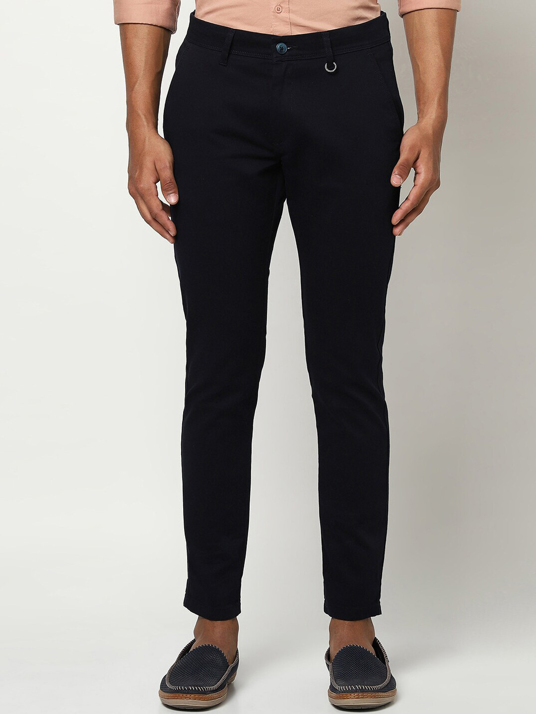 

Blue Buddha Men Navy Blue Solid Pure Cotton Regular Fit Trousers