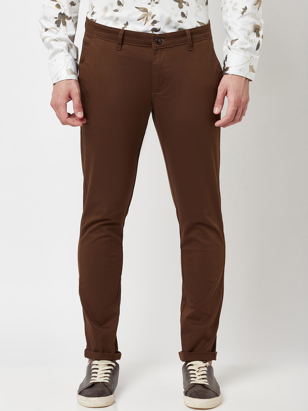 

Blue Buddha Men Coffee Brown Solid Cotton Regular Fit Trousers