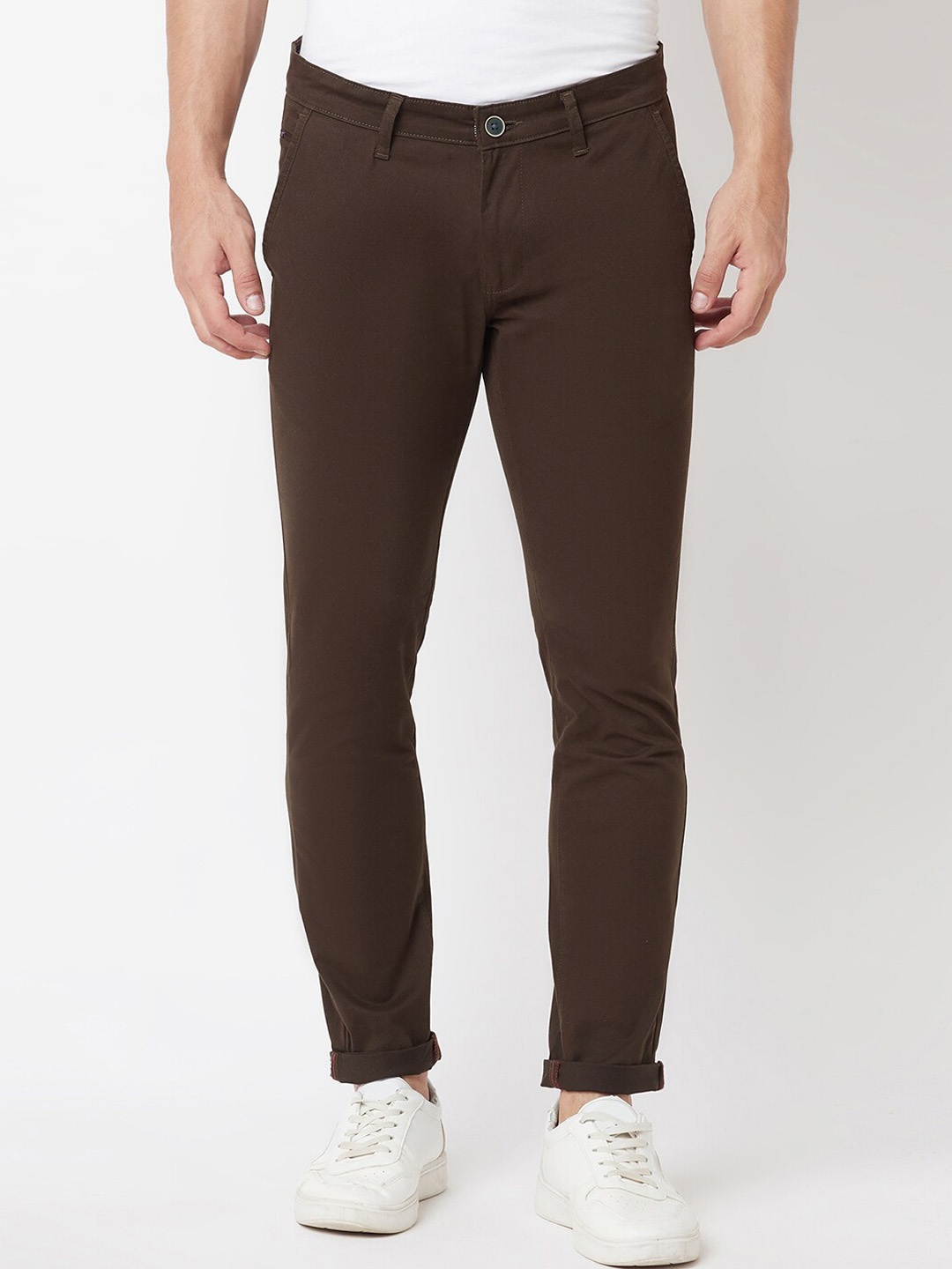 

Blue Buddha Men Olive Green Solid Cotton Regular Fit Trousers