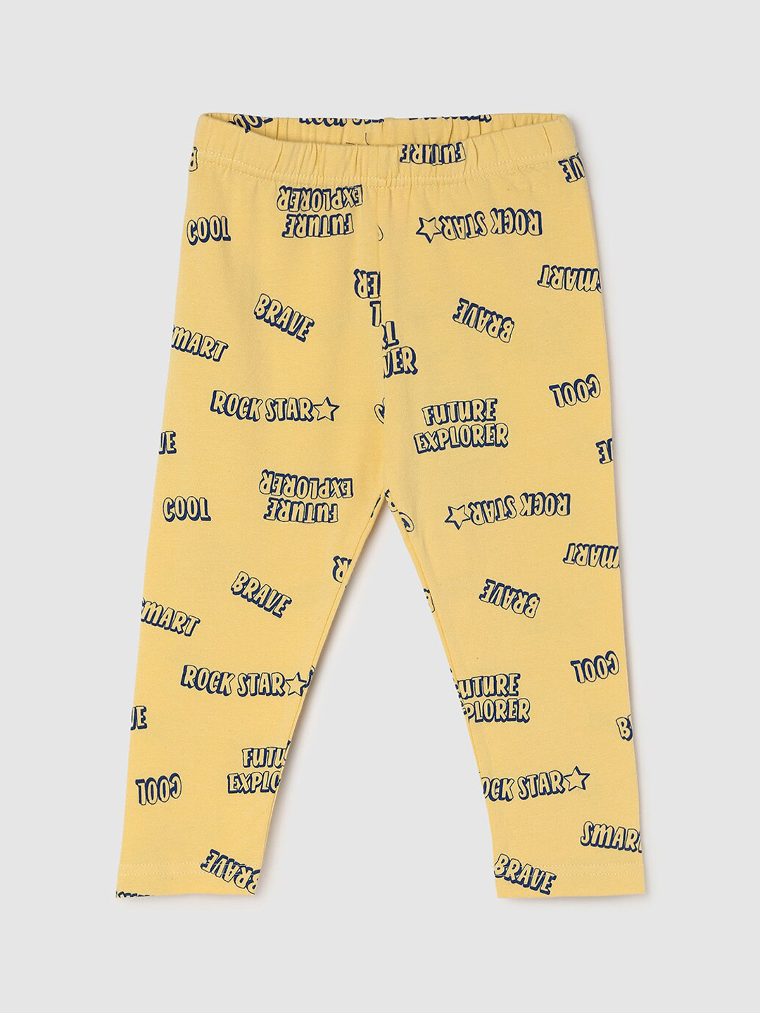 

max Girls Yellow Printed Ankle-Length Leggings