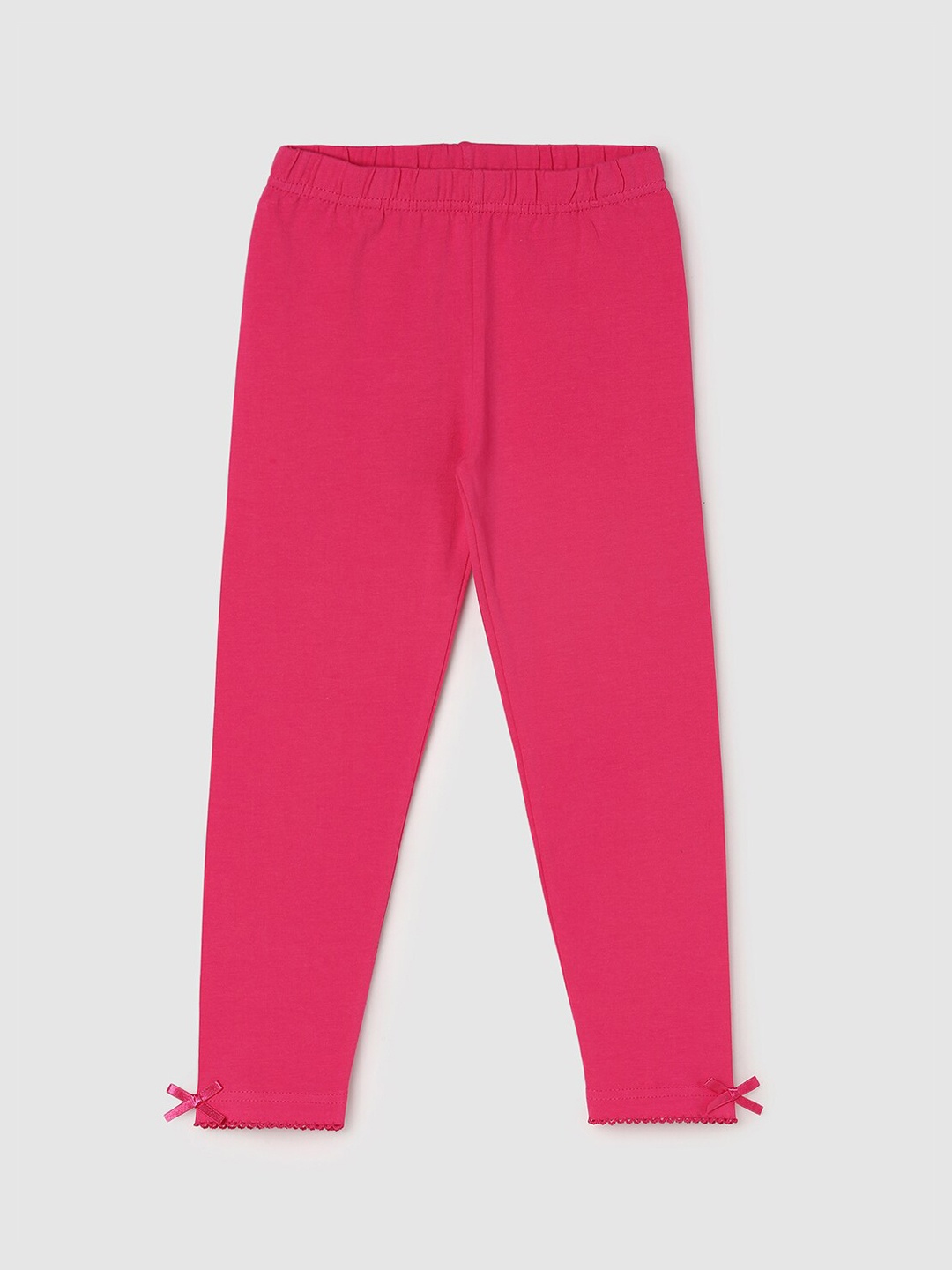 

max Girls Fuchsia Pink Solid Leggings