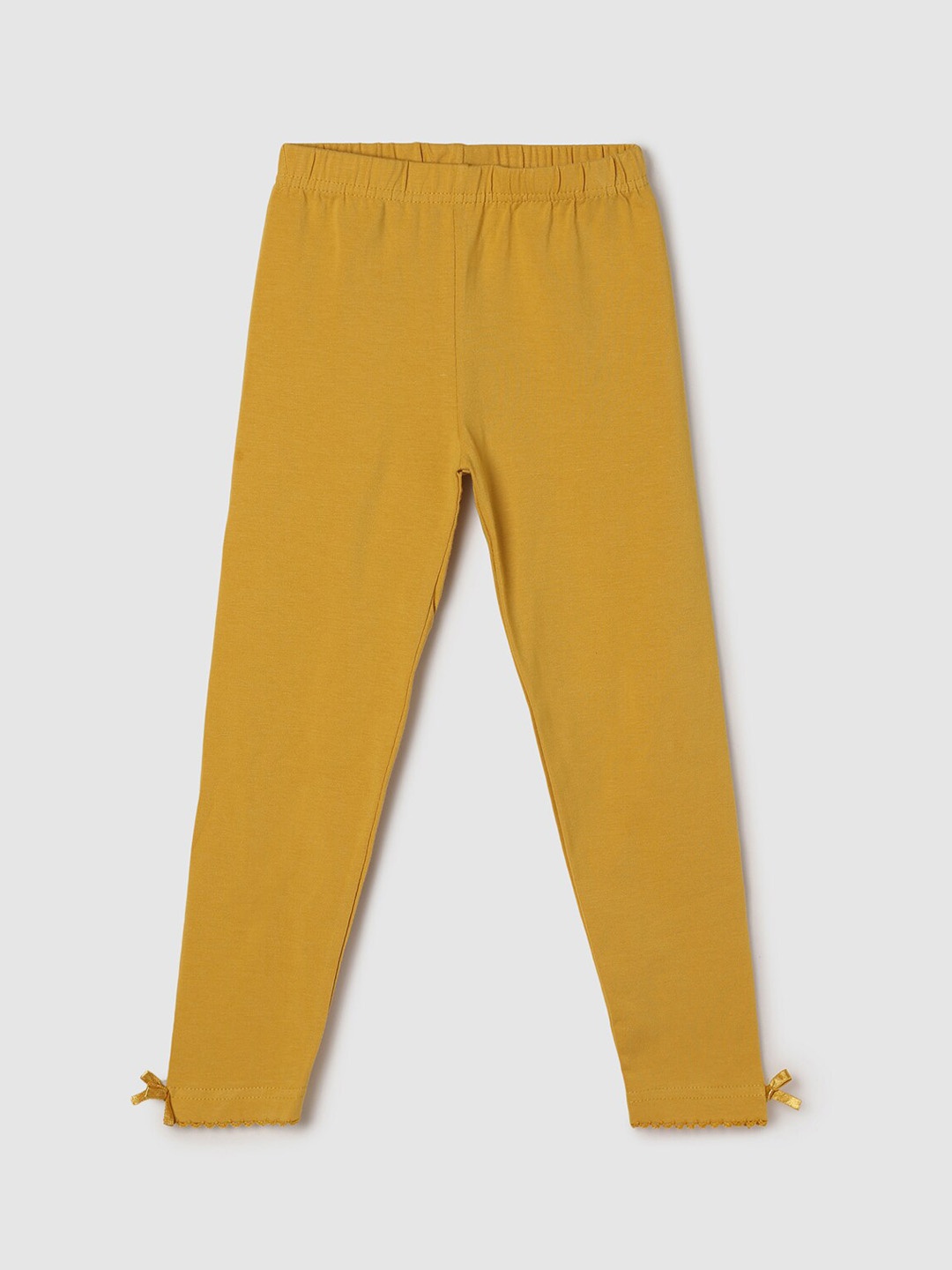

max Girls Yellow Solid Ankle-Length Leggings