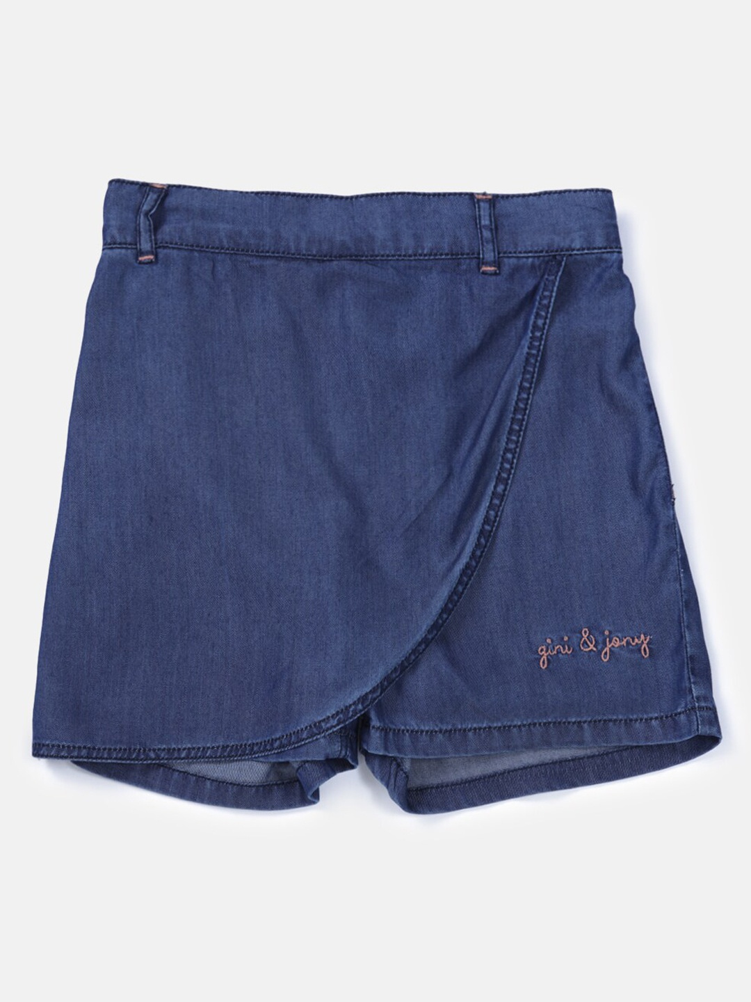 

Gini and Jony Girls Navy Blue Solid Denim Skirt