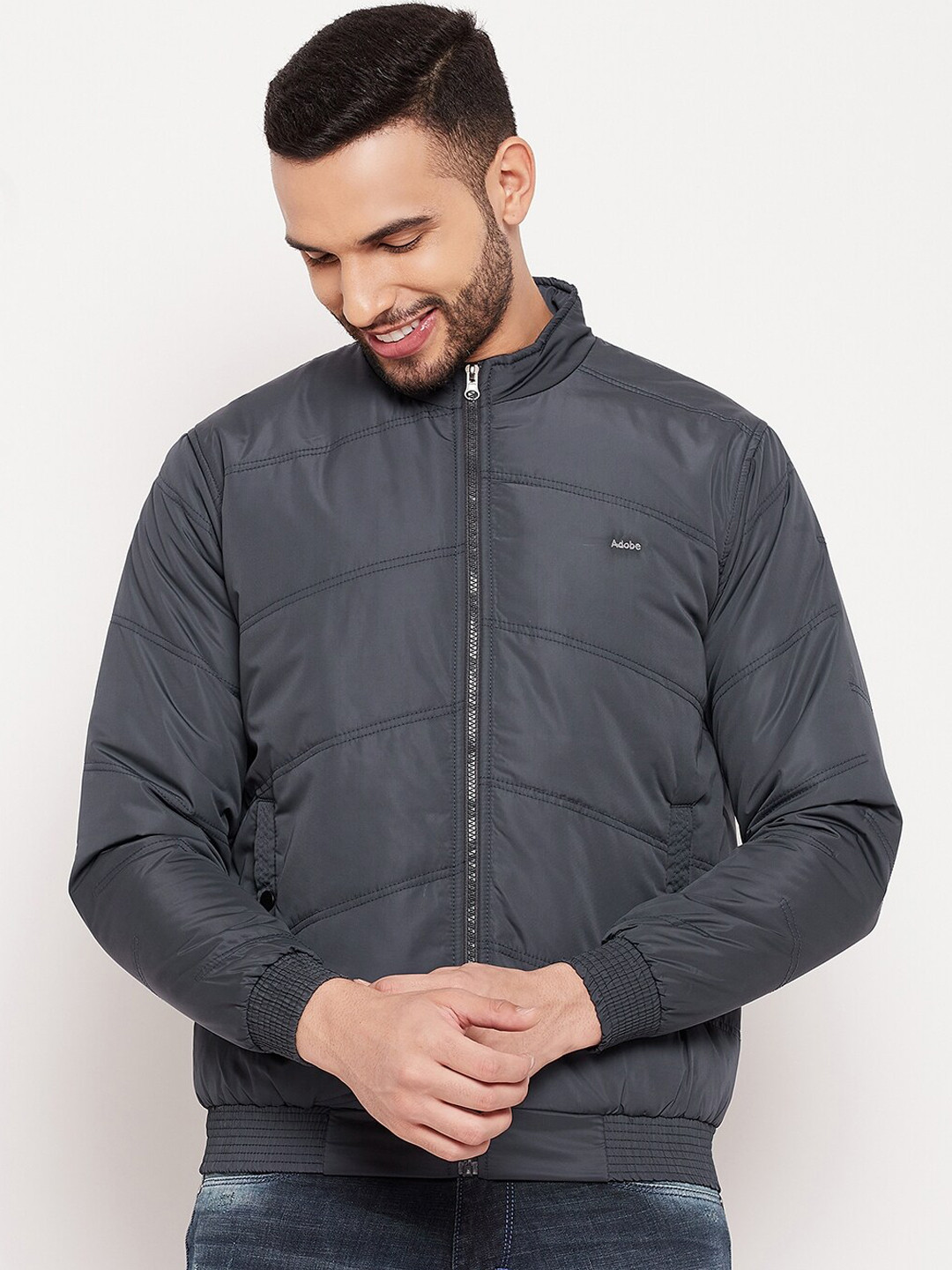 

Adobe Men Grey Lightweight Bomber Jacket