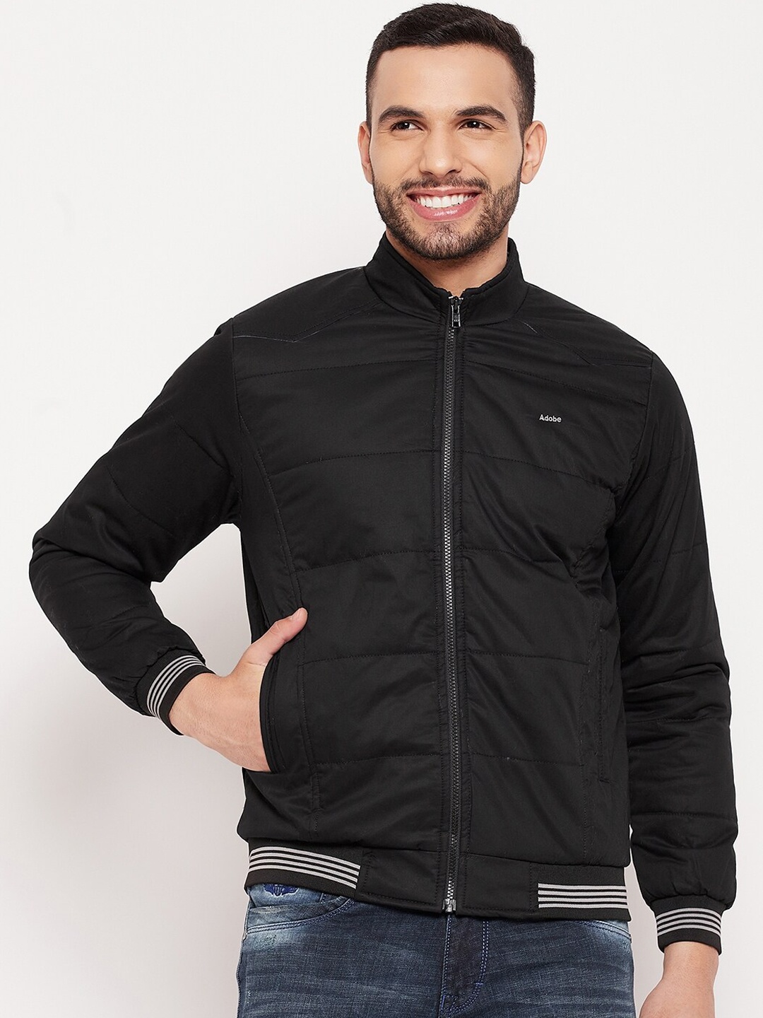 

Adobe Men Black Lightweight Bomber Jacket