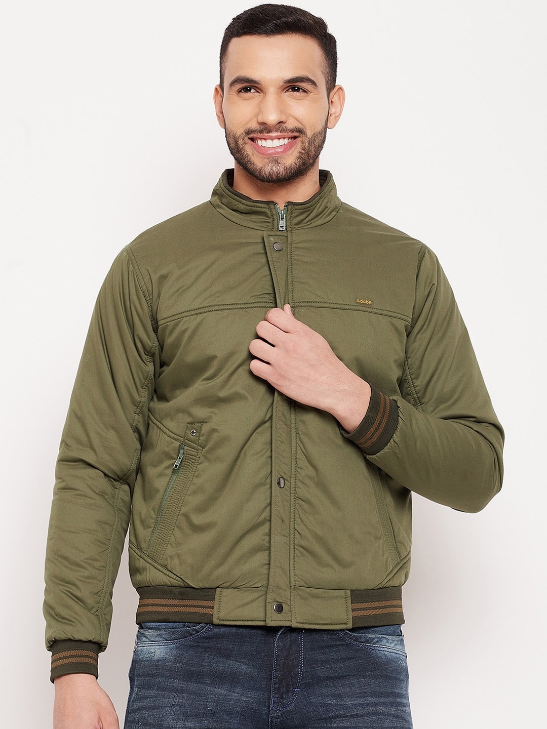 

Adobe Men Green Lightweight Bomber Jacket
