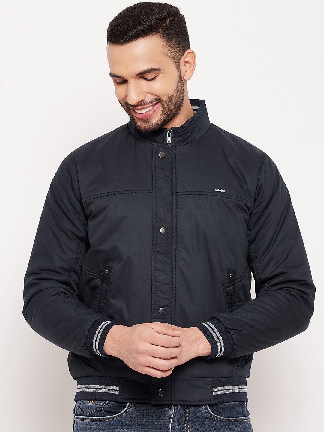 

Adobe Men Navy Blue Lightweight Bomber Jacket