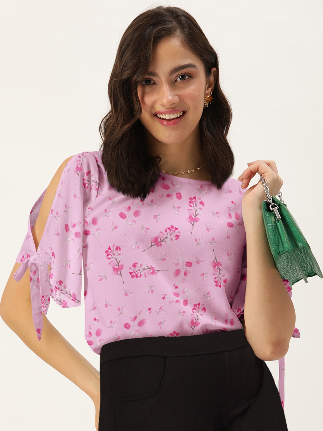 

DressBerry Pink Floral Print Top