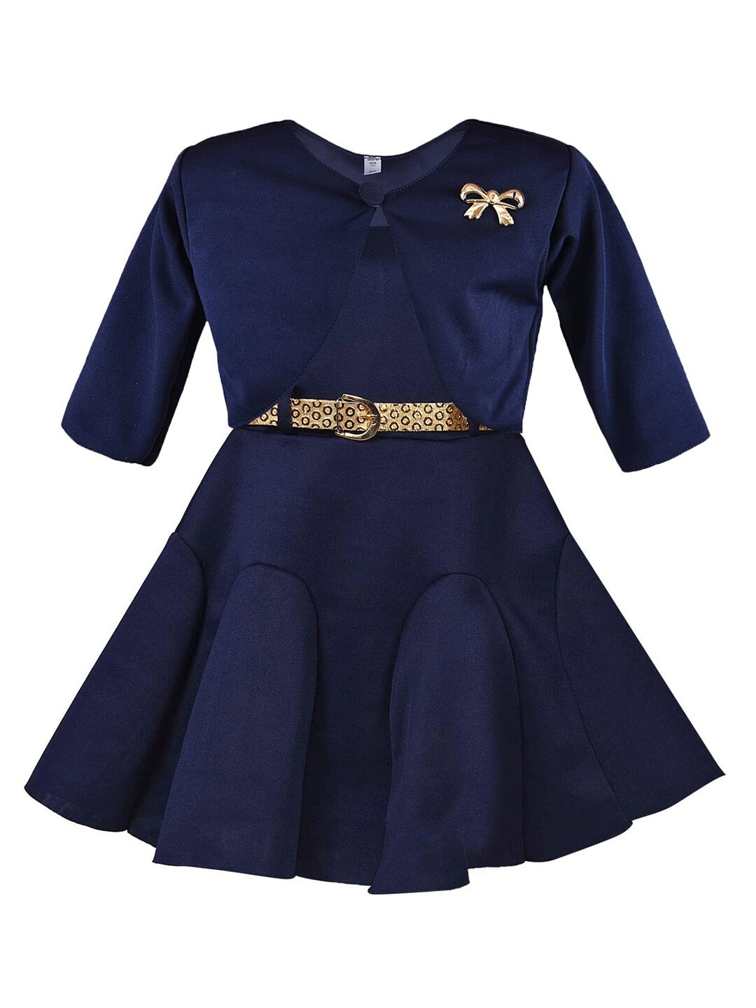 

Wish Karo Girls Navy Blue Satin Dress With Jacket