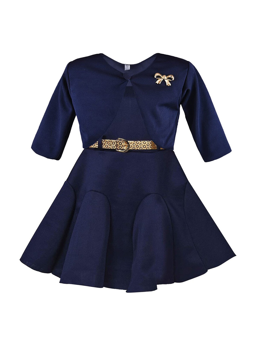 

Wish Karo Girls Navy Blue Satin Dress With Jacket