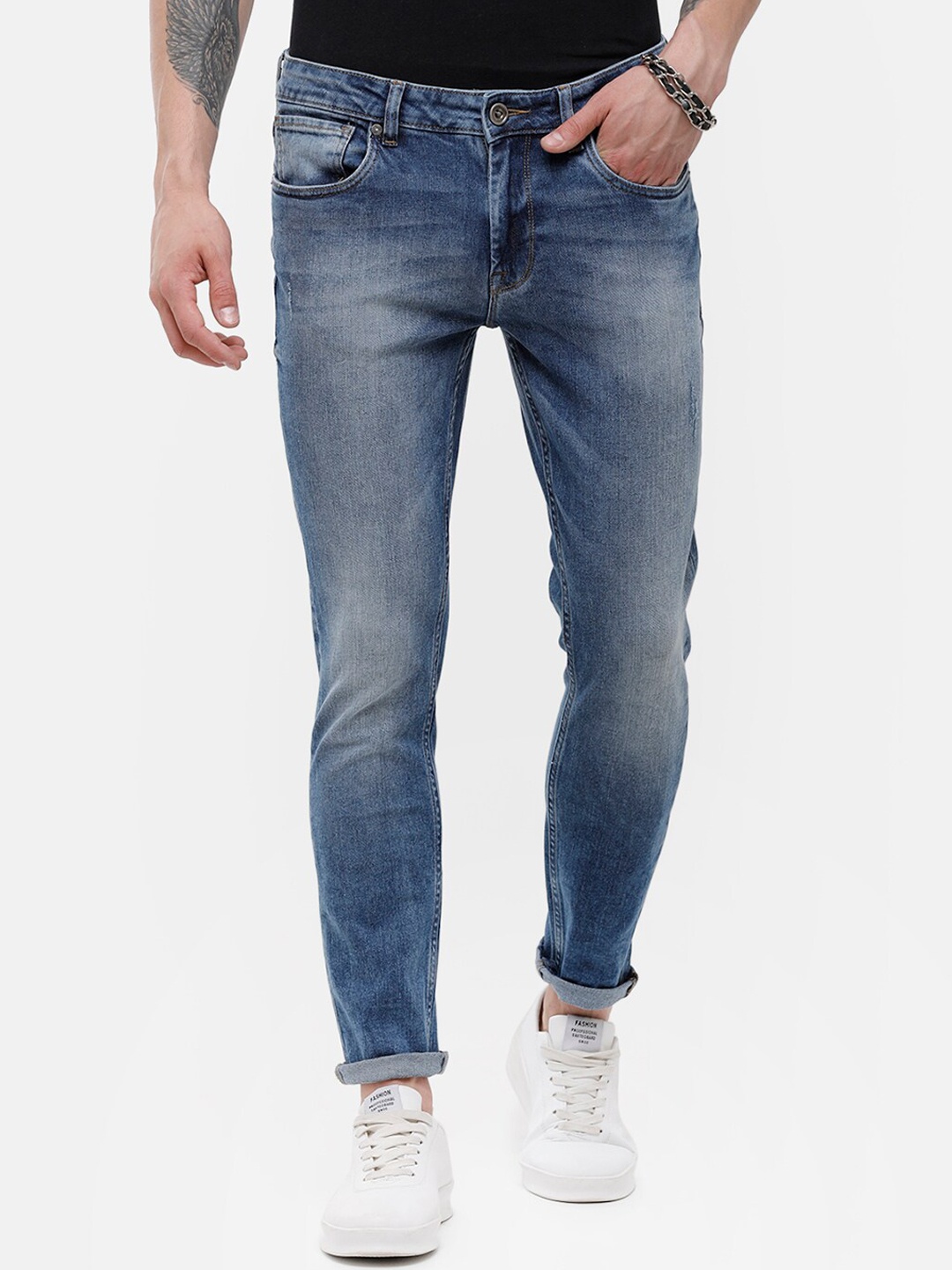 

Voi Jeans Men Blue Skinny Fit Heavy Fade Jeans