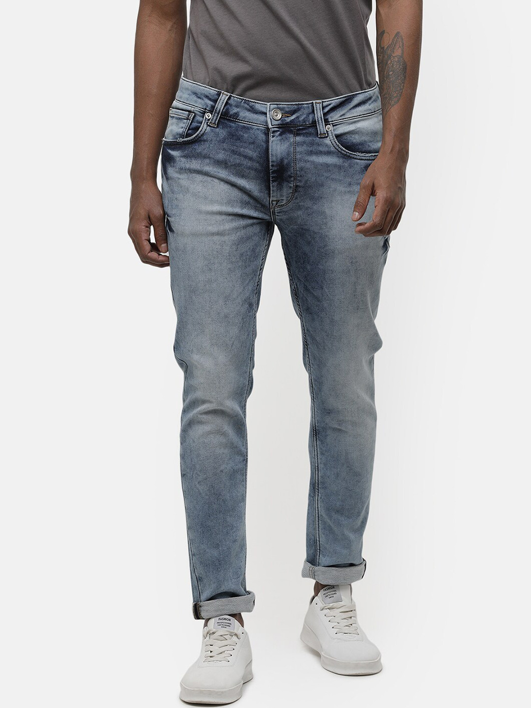 

Voi Jeans Men Blue Skinny Fit Heavy Fade Jeans